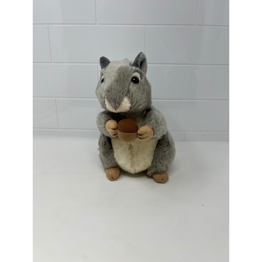 Aurora Miyoni Grey Squirrel Plush Stuffed Animal with Acorn 8.5 Inch